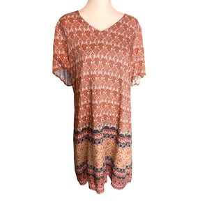 Cottagecore Coldwater Creek Canyon Rose Boho Floral V-Neck Shift Dress SZ 18 NWT